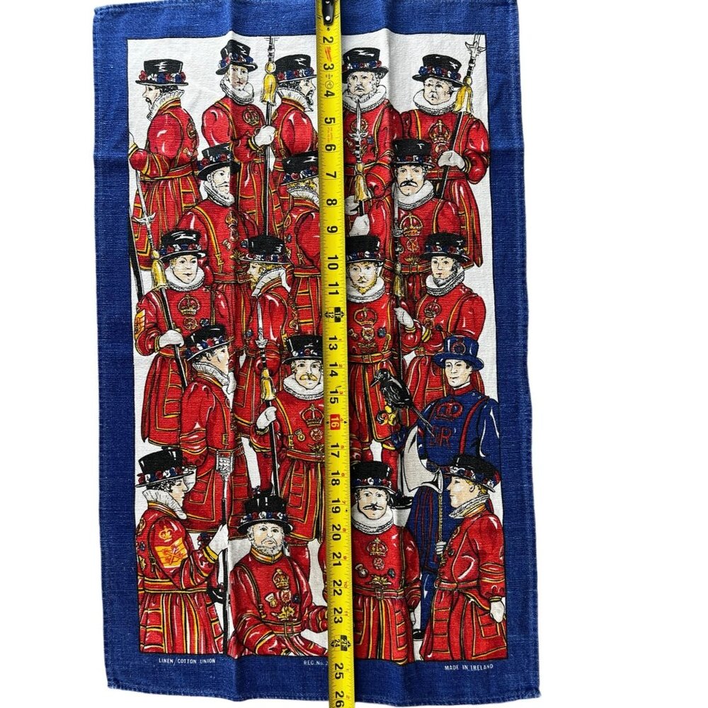 Irish Guards Dish Tea Towel Vintage 2889 Red Blue White Linen Cotton Blend - Picture 3 of 8